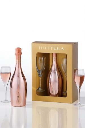 Bottega Rose Gold Prosecco Gift Set with 2 Flutes 75cl