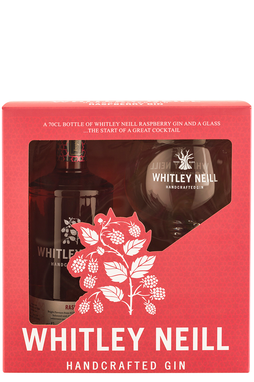 Whitley Neill Raspberry Gin Gift Set with Glass 70cl VIP Bottles