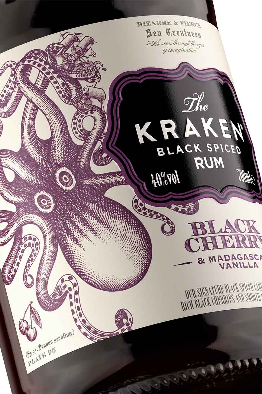 Vanilla Spiced 70cl Black Bottles | Black & Rum Cherry Madagascan Kraken VIP