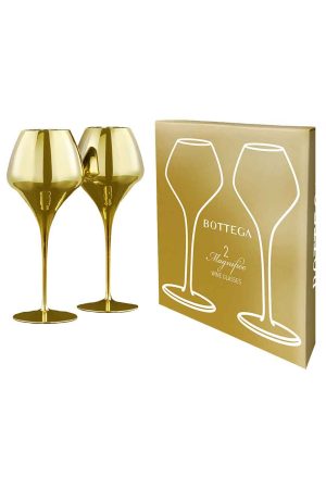 Bottega Magnifico Gold Coloured Wine Glass Gift Set x 2