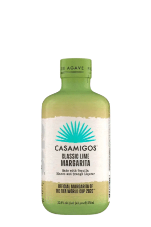 Casamigos Classic Lime Margarita bottle with a green cap and turquoise palm logo on a white label.